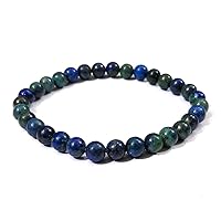 Azurite Bracelet 6 mm Round Bead Reiki Healing Crystal Bracelet for Unisex (Color : Green & Blue)