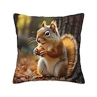 Cute Squirrel Eating Nuts Print Throw Pillow Cover Soft Decorative Pillowcase 12