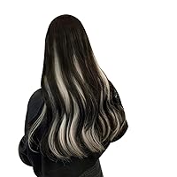 Full Shine Clashing color combinations 2Packs Total 100g 24Inch Color 60 Tape in Hair Extensions Remy Human Hair +Color 1B Off Black Double Sided Tape in Extensions