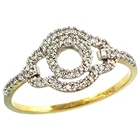 14k Gold Circular shape Diamond Ring 0.16 cttw Brilliant Cut Diamonds, 3/8 in. wide
