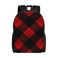 Plaid Red and Black Backpack For Women Men Travel Laptop Backpack Rucksack Casual Daypack Lightweight Travel Bag