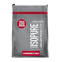 Isopure Protein Powder, Zero Carb Whey Isolate, Gluten Free, Lactose Free, 25g Protein, Keto Friendly, Strawberries & Cream, 110 Servings, 7.5 Pound (Packaging May Vary)