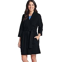 Jockey Women's Sleepwear Everyday Essentials 100% Cotton Short Robe, Black, 3XL