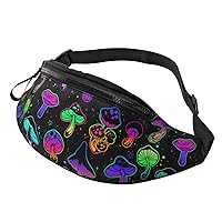 Bright Psychedelic Mushrooms Fanny Pack For Men Women, Adjustable Belt Bag Casual Waist Pack For Travel Party Festival Hiking Running Cycling