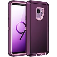 for Galaxy S9 Plus Case,Shockproof 3-Layer Full Body Protection [Without Screen Protector] Rugged Heavy Duty High Impact Hard Cover Case for Samsung Galaxy S9 Plus,Purple/Pink