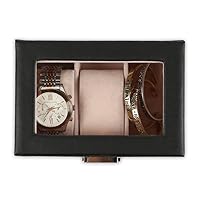 Watches  3-Slot Leather Watch Case, Black (100-1150)