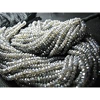 Full 13 Inch X 1 Strand Sparkle Coated Labradorite 3.50 mm Approx Micro Faceted Rondelle Beads.