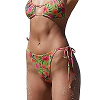 PacSun Women's Eco Tropical Delayna Tie Side Bikini Bottom - Multicolor Size XXS