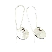 Tiny 3/8 Inch Wide Disc Earring in Hammered Sterling Silver