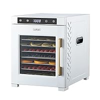 NutriChef Premium Machine-900 Watts 10 Shelf Stainless Steel Dehydrator with Digital Timer and Temperature, Touch-Control LED Display, Perfect Way to Preserve Foods and More, one size, White