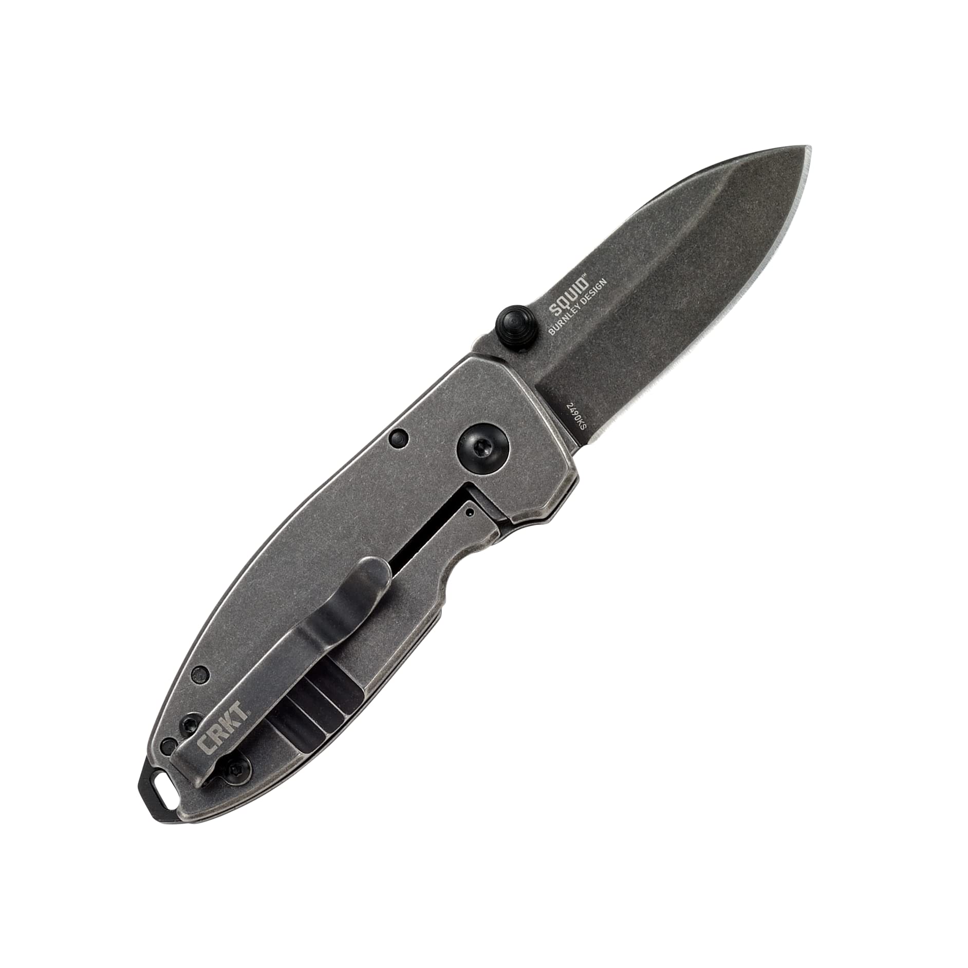 CRKT Squid Folding Pocket Knife: Compact EDC Straight Edge Utility Knife with Stainless Steel Blade and Framelock Handle