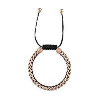 Bulova Jewelry Men's Latin Grammy Rose Tone Stainless Steel Links Braided with Black Cord Bolo Bracelet Style:BVB1009-RBSTNA