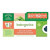 Babyganics Size 2, 152 count, Absorbent, Breathable, Triple Dry Protection Diapers