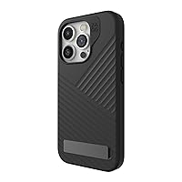 ZAGG Denali Snap iPhone 15 Pro Case with Kickstand - Drop Protection (16ft/5m), Dual Layer Textured Cell Phone Case, No-Slip Design, MagSafe Phone Case, Black