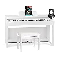 Classic Cantabile DP-230 WM E-Piano - Digital Piano with Hammer Mechanism - 88 Keys - 2 Ports for Headphones, USB, Audio and MIDI - Set Including Piano Bench, Headphones, Piano School - Matte White