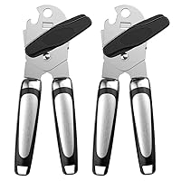 2 Pc Deluxe Can Opener Heavy Duty Stainless Steel Bottle Jar Lid Manual Tools Deluxe Premium Quality Black Chrome 7.5