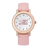 Norway American Flag Fashion Leather Strap Women's Watches Easy Read Quartz Wrist Watch Gift for Ladies