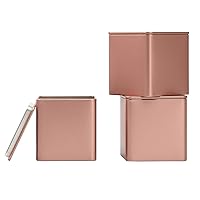 Tianhui Square Tin Can Empty Cube Steel Box Storage Container kit 65mm Series for Treats, Gifts, Favors, Loose Tea, Coffee and Crafts, Rose Gold, 3S