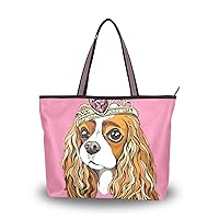 Women Tote Shoulder Bag Cavalier King Charles Spaniel Dog Handbag