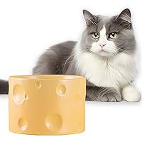Ceramic Cat Bowl, Elevated Ergonomic Cat Food Bowl and Water Bowl Anti Vomiting & Protect Pet's Spine, Cat Bowl for Indoor Cats (Flat)