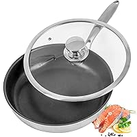 Carote 9.5 inch Nonstick Deep Frying Pan with glass lid,Stone-Derived  Non-Stick Coating Granite From Switzerland