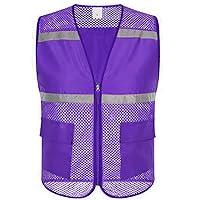 Mesh Reflective Safety Vest High Visibility Zipper Volunteer Uniform Vest with Pocket
