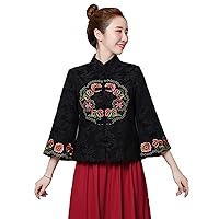 Modern Chinese Tops Women Loose Ethnic Style Stand Collar Cotton Linen Embroidery Tang Suit Coat Casual Loose Clothes