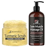 M3 Naturals Turmeric Body Scrub and Sore Muscle Oil Bundle
