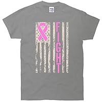 Fight Breast Cancer USA United States Flag Ribbon T-Shirt