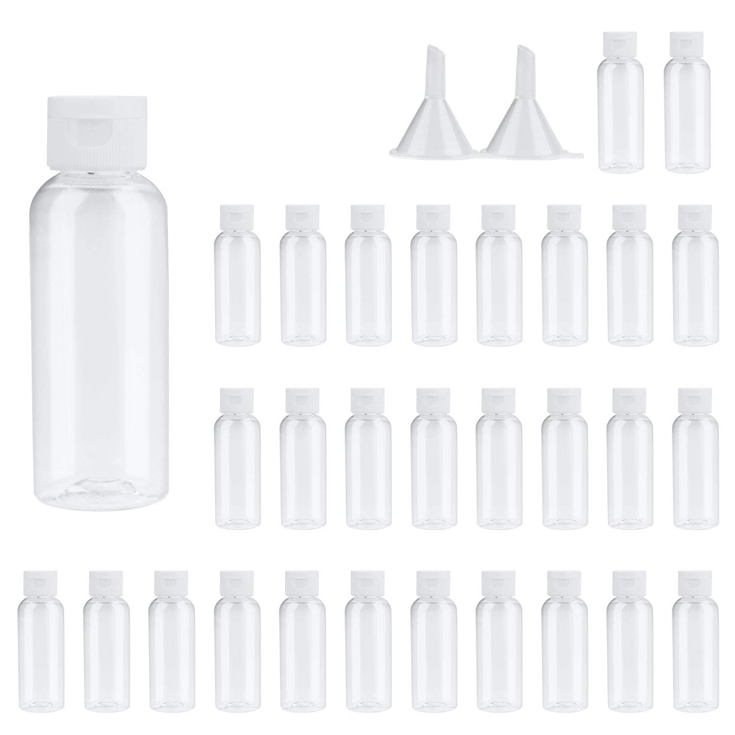 Travel Bottles TSA Approved，2 oz Plastic Bottles Small Squeeze Bottles Leak Proof Silicone Travel Size Containers with Flip Cap (30 Bottles)