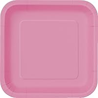Hot Pink Solid Square Dinner Paper Plates - 9