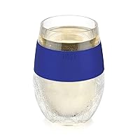 HOST Cooling Cup Set of 1 Plastic Double Wall Insulated Freezable Drink Chilling Tumbler with Freezing Gel, Wine Glasses for Red and White Wine, 8.5 oz, Blue