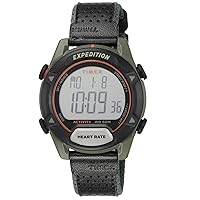 TIMEX TW4B27000 Expedition Trailblazer Activity Watch, Khaki, Dial, Resin, Quartz, 1.7 inches (43 mm), Men's, Black, Khaki