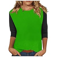 Womens Tops 3/4 Sleeve Ethnic Floral Cute Tops Crewneck Slim Fit Half Sleeve Tshirts Shirts Spring Blouse