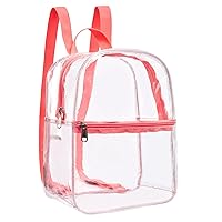 Clear Backpack Stadium Approved,Heavy Duty Cold-Resistant Transparent PVC Backpack with Work, Security Travel & Stadium(Pink)