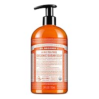 Dr. Bronner's - Organic Sugar Soap (Tea Tree, 24 Ounce) - Made with Organic Oils, Sugar and Shikakai Powder, 4-in-1 Uses: Hands, Body, Face and Hair, Cleanses, Moisturizes and Nourishes, Vegan