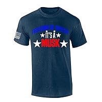 Mens Patriotic Tshirt Freedom of Speech is A Musk Patriotic Stars Elon Graphic Short Sleeve T-Shirt Graphic Tee