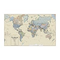 Waypoint Geographic Boardroom Series World Wall Map, Antique-Style Laminated World Map Poster, Educational Wall Art For Home, Classroom, or Office, Unique Gifts, 61” x 38”