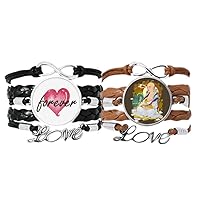 Religion Customs Eighteen Arhats Figure Bracelet Hand Strap Leather Rope Forever Love Wristband Double Set