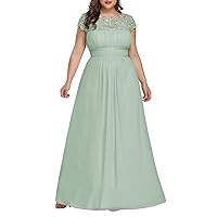 Ever-Pretty Women's Plus Size Lace Cap Sleeve Long Formal Evening Dress Maxi Dresses 09993PZUSA