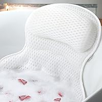 Bath Pillow Bathtub Pillow, Luxury Bath Pillows for Tub Neck and Back Support, Bath Tub Pillow Headrest with Soft 4D Mesh Fabric and Non-Slip Suction Cups, Relaxing Bath Accessories Spa Gifts