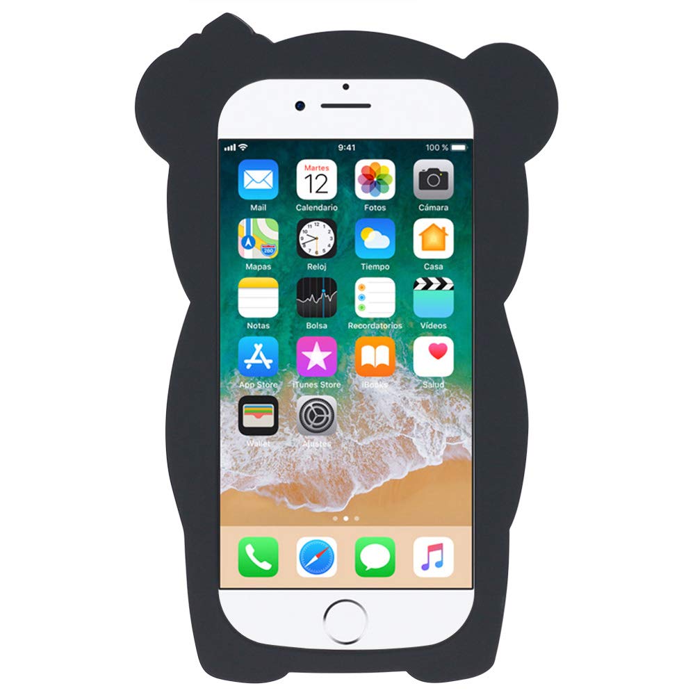 YONOCOSTA Cute iPhone SE 2022 / SE 2020 /7 / 8 / 6 /6s Case, Kawaii Panda Girl Funny 3D Cartoon Animals Soft Silicone Shockproof Case Cover