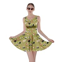 CowCow Womens Summer Sun Dress Japanese Style Sushi Goldfish Fan Dragon Fuji Pattern Skater Dress, XS-5XL