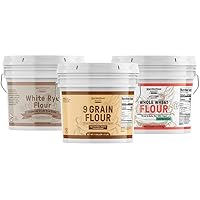 Unpretentious Flours Bundle, 1 Gallon Each, 9 Grain Flour, White Rye Flour, and Whole Wheat Flour, Breads & Baked Goods