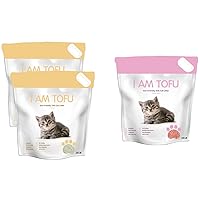 I AM TOFU - Tofu Cat Litter, Natural Flushable Extra Clumping Pellet Litter, 10LB x 3 (Original 2 & Honey Peach1)