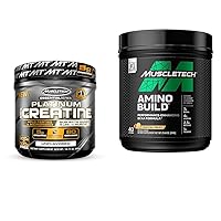 MuscleTech Platinum Pure Micronized Creatine Powder 80 Scoops Amino Build BCAA Powder Tropical Twist 40 Servings Muscle Builder & Recovery Supplement Bundle