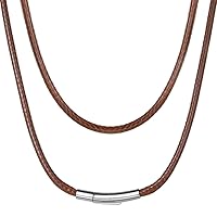 ChainsHouse Waterproof Braided Leather Cord Chain Necklace, Men Women DIY Woven Wax Rope Chain for Pendant, Customize Available, 2/3mm Width, 16