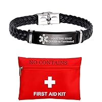 I Got the Shot COVID 19 Vaccinated Bracelet,Personalized Medical Alert Vaccination Awareness Leather Bracelets for Men Women,Customized
