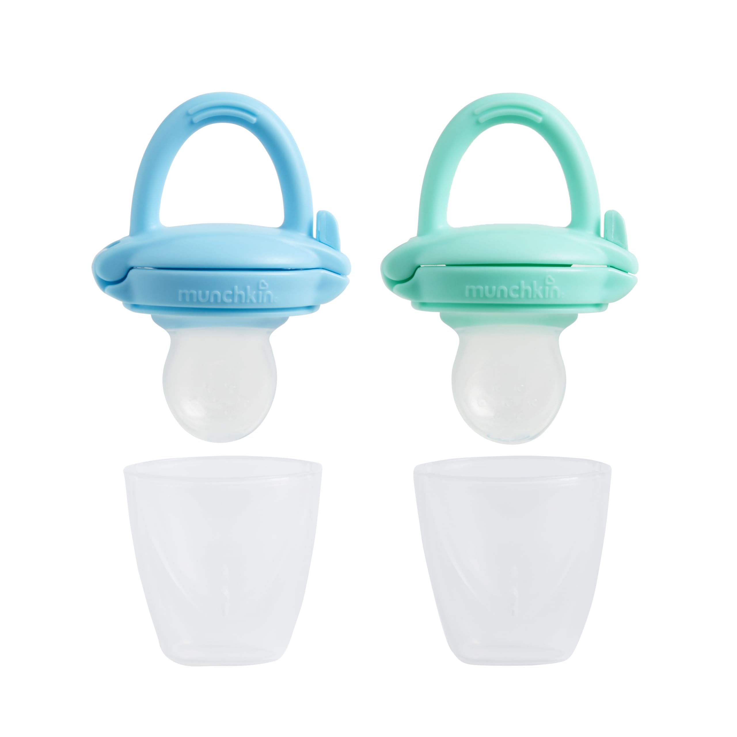 Munchkin® Silicone Baby Food Feeder for Solids and Purees, Great for Self-Feeding and Baby Led Weaning, 2 Pack, Blue/Mint