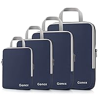 Gonex Compression Packing Cubes, 4pcs Expandable Storage Travel Luggage Bags Organizers (Purplish Blue)